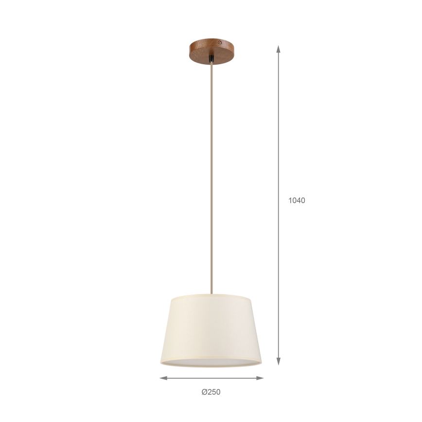 Hanglamp aan snoer AIDA 1x E27/15W/230V Ø 25 cm eiken/crème