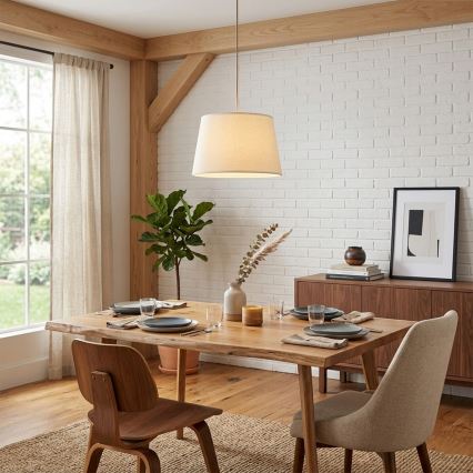 Hanglamp aan snoer AIDA 1xE27/15W/230V Ø35 cm eiken/crème