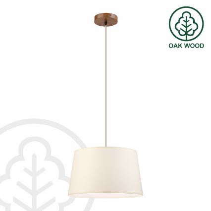 Hanglamp aan snoer AIDA 1xE27/15W/230V Ø35 cm eiken/crème