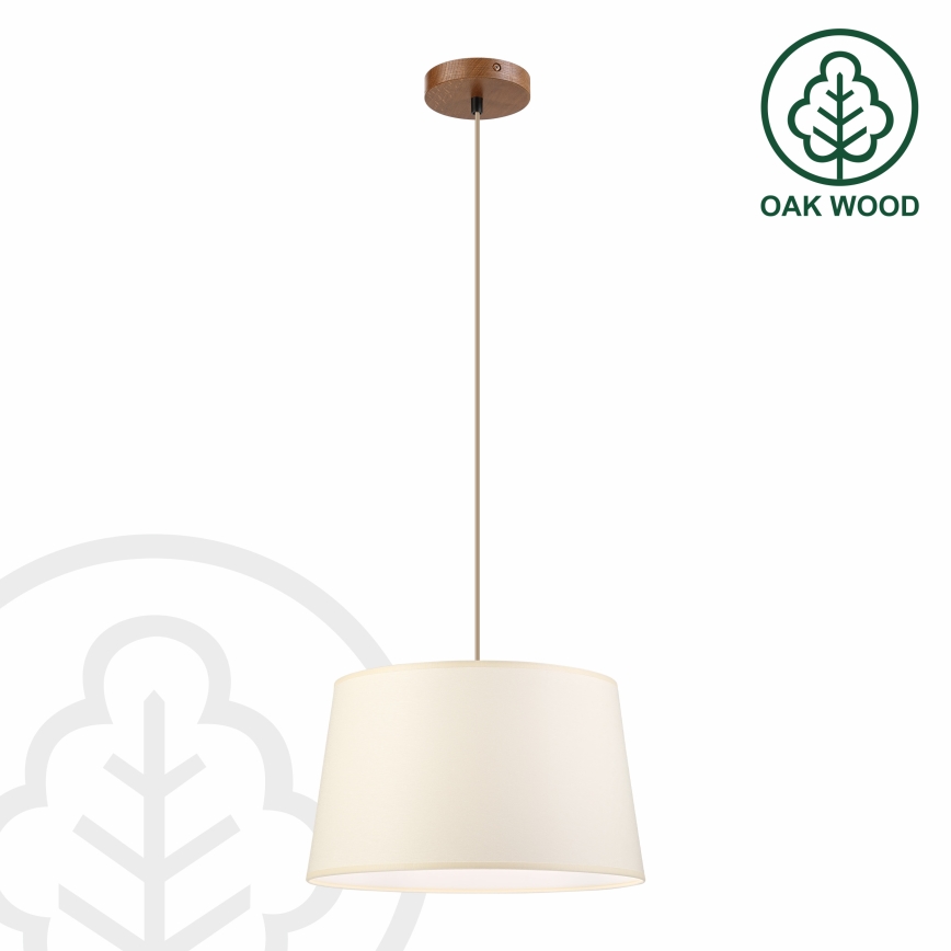 Hanglamp aan snoer AIDA 1xE27/15W/230V Ø35 cm eiken/crème