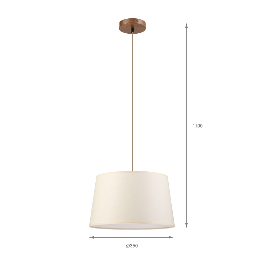 Hanglamp aan snoer AIDA 1xE27/15W/230V Ø35 cm eiken/crème