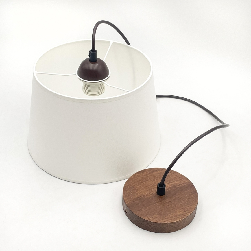 Hanglamp aan snoer AIDA 1xE27/60W/230V Ø 25 cm eiken/notenhout/wit