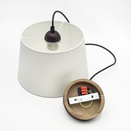 Hanglamp aan snoer AIDA 1xE27/60W/230V Ø 25 cm eiken/notenhout/wit