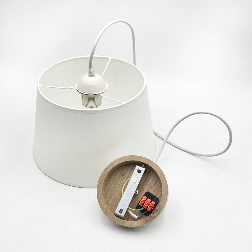 Hanglamp aan snoer AIDA 1xE27/60W/230V Ø 25 cm eiken/wit