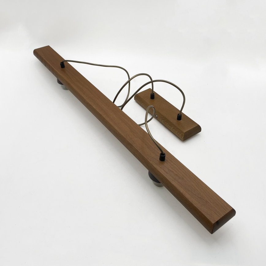 Hanglamp aan snoer AIDA 2xE27/15W/230V Ø 35 cm eiken/raffia