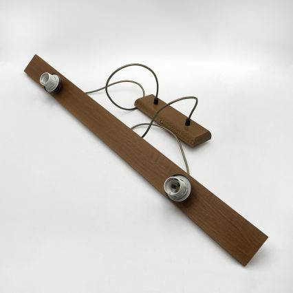 Hanglamp aan snoer AIDA 2xE27/15W/230V Ø 35 cm eiken/raffia