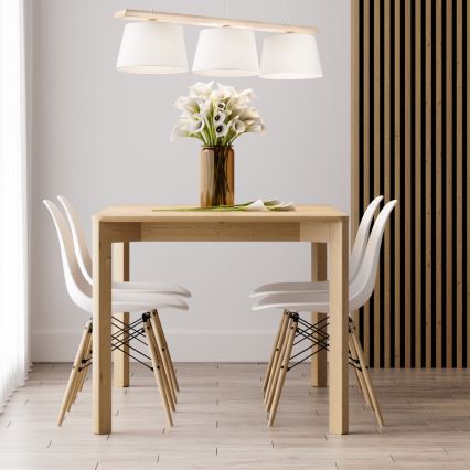 Hanglamp aan snoer AIDA 3xE27/60W/230V Ø 25 cm eiken/wit