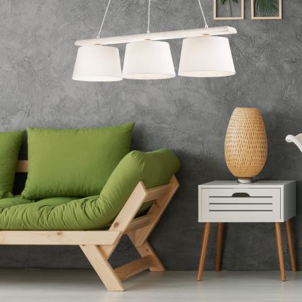 Hanglamp aan snoer AIDA 3xE27/60W/230V Ø 25 cm eiken/wit