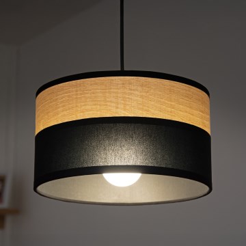 Hanglamp aan snoer ALBA 1xE27/15W/230V Ø 25 cm zwart/bruin