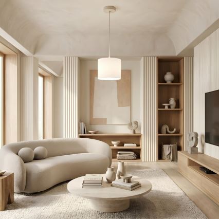 Hanglamp aan snoer ARDEN 1xE27/15W/230V Ø 18 cm beige