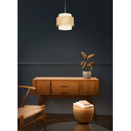 Hanglamp aan snoer BOHO 1xE27/60W/230V Ø 20 cm jute/crème