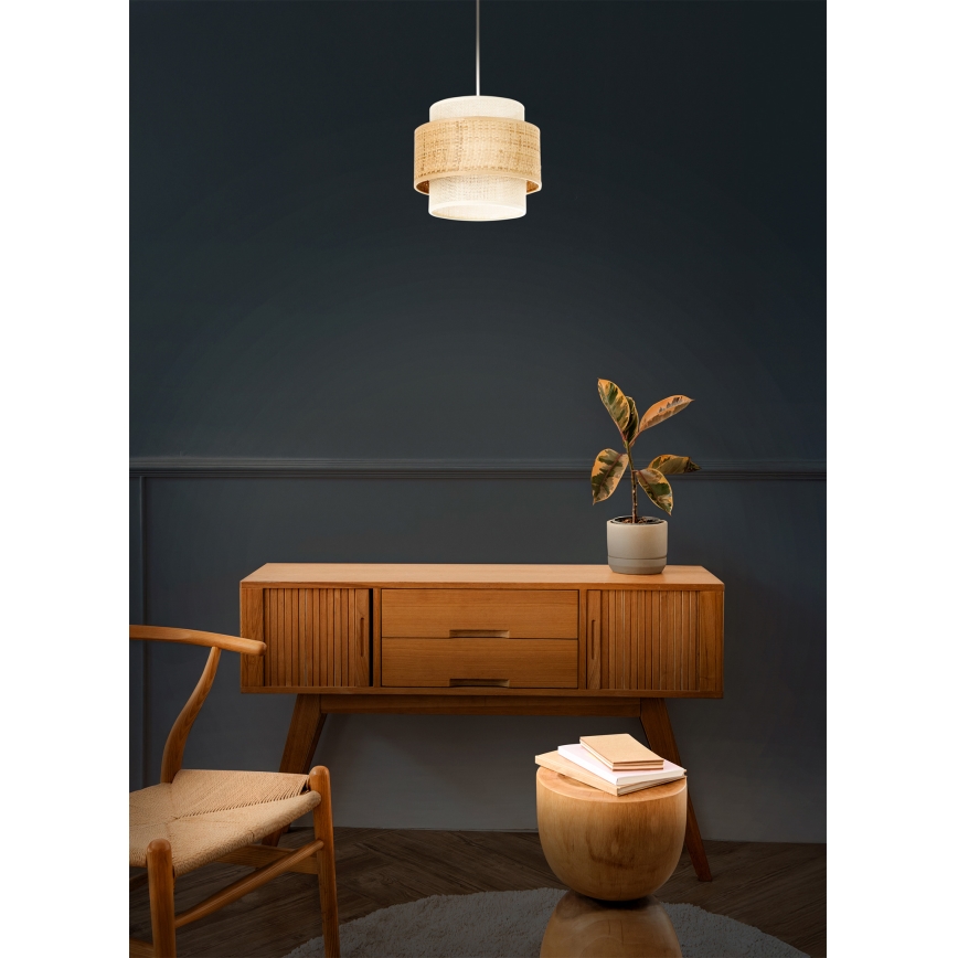 Hanglamp aan snoer BOHO 1xE27/60W/230V Ø 20 cm jute/crème