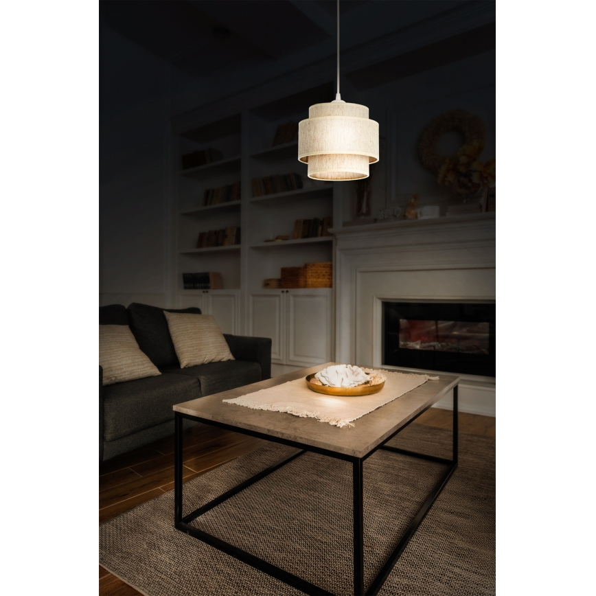 Hanglamp aan snoer BOHO 1xE27/60W/230V Ø 20 cm wit