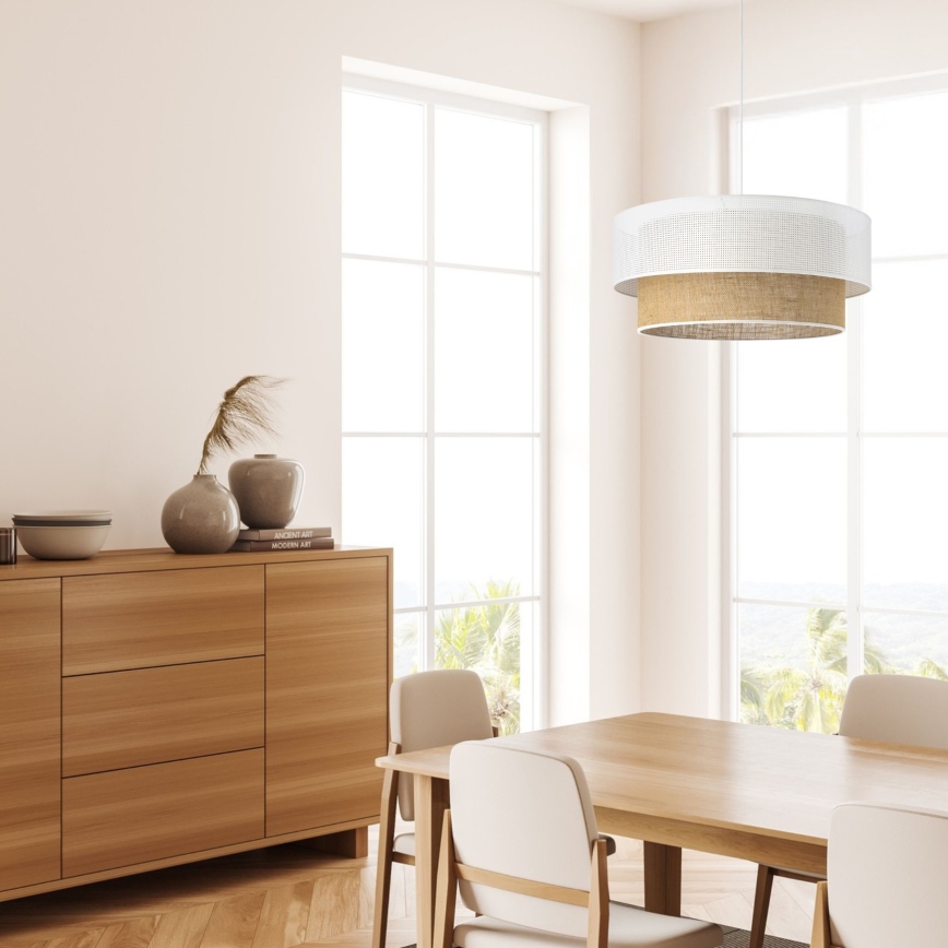 Hanglamp aan snoer BORHO 1xE27/60W/230V wit/jute