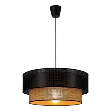Hanglamp aan snoer BORHO 1xE27/60W/230V Ø 40 cm zwart/jute