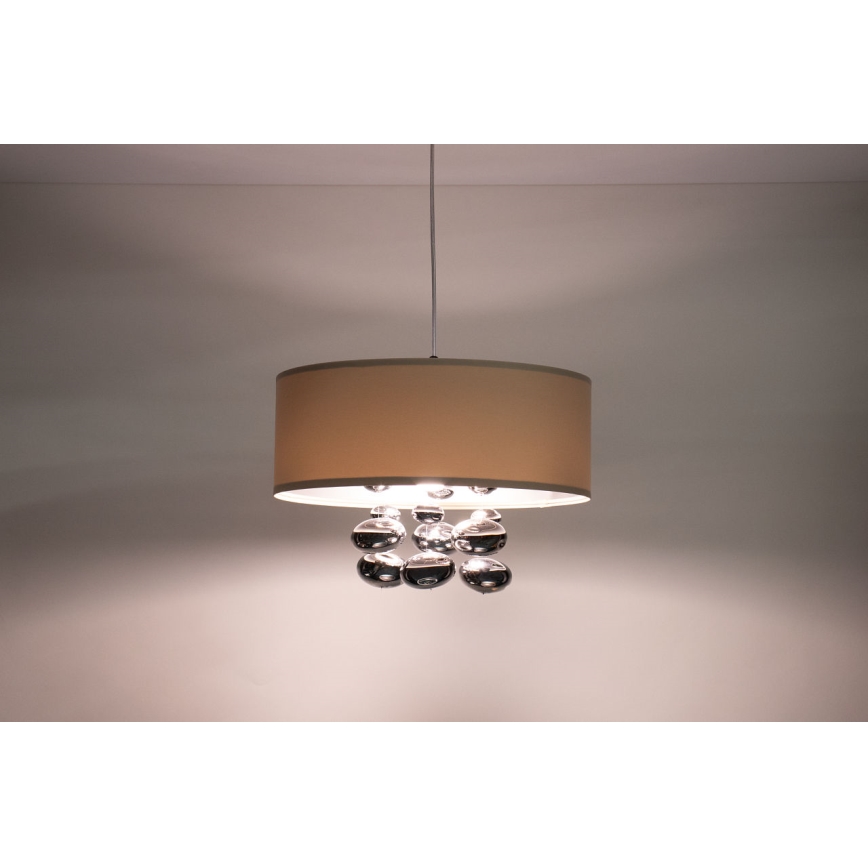 Hanglamp aan snoer BUBBLE 1xE27/60W/230V Ø 40 cm beige