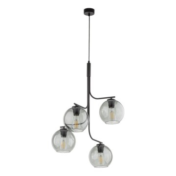 Hanglamp aan snoer CESAR 4xE27/15W/230V zwart/rookgrijs