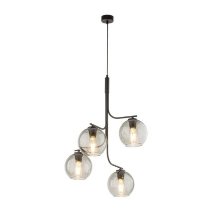 Hanglamp aan snoer CESAR 4xE27/15W/230V zwart/rookgrijs