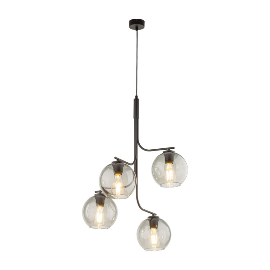 Hanglamp aan snoer CESAR 4xE27/15W/230V zwart/rookgrijs