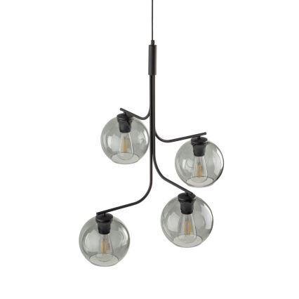 Hanglamp aan snoer CESAR 4xE27/15W/230V zwart/rookgrijs