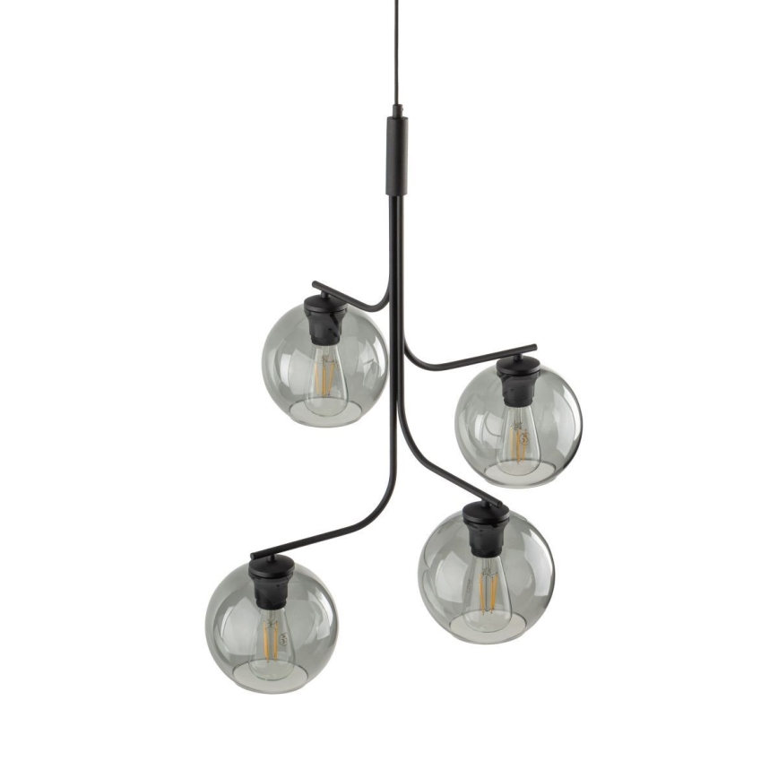 Hanglamp aan snoer CESAR 4xE27/15W/230V zwart/rookgrijs