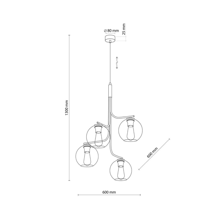 Hanglamp aan snoer CESAR 4xE27/15W/230V zwart/rookgrijs
