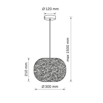 Hanglamp aan snoer CLEA 1xE27/20W/230V Ø 30 cm antraciet