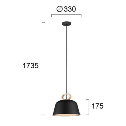 Hanglamp aan snoer CLIP 1xE27/40W/230V zwart/bruin