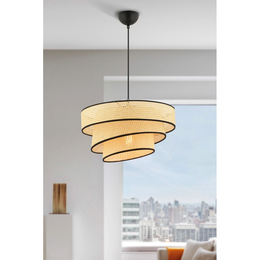 Hanglamp aan snoer COUPER 1xE27/60W/230V beige/zwart