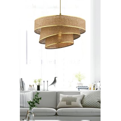 Hanglamp aan snoer COUPER 1xE27/60W/230V bruin/goud