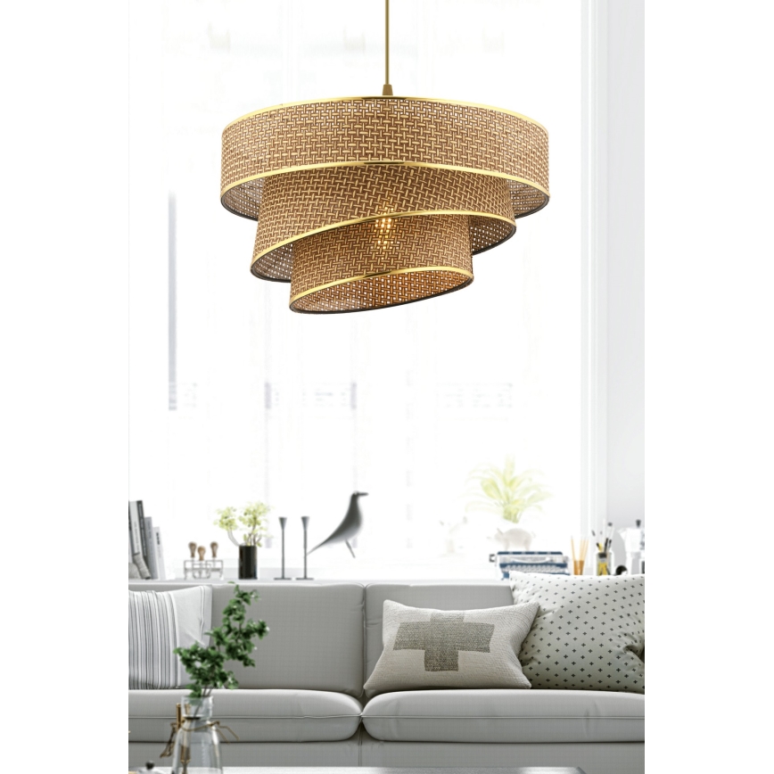 Hanglamp aan snoer COUPER 1xE27/60W/230V bruin/goud