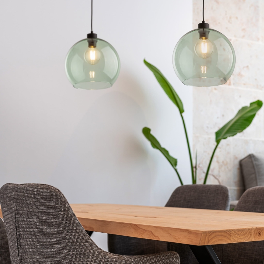 Hanglamp aan snoer CUBUS 1xE27/15W/230V zwart/rookgroen