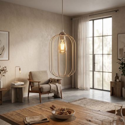 Hanglamp aan snoer DESTELLO 1xE27/15W/230V Ø 21 cm beige