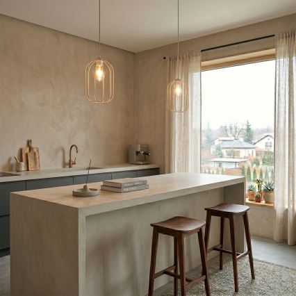 Hanglamp aan snoer DESTELLO 1xE27/15W/230V Ø 21 cm beige