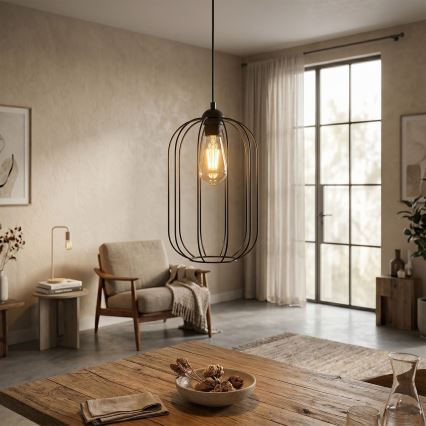 Hanglamp aan snoer DESTELLO 1xE27/15W/230V Ø 21 cm zwart