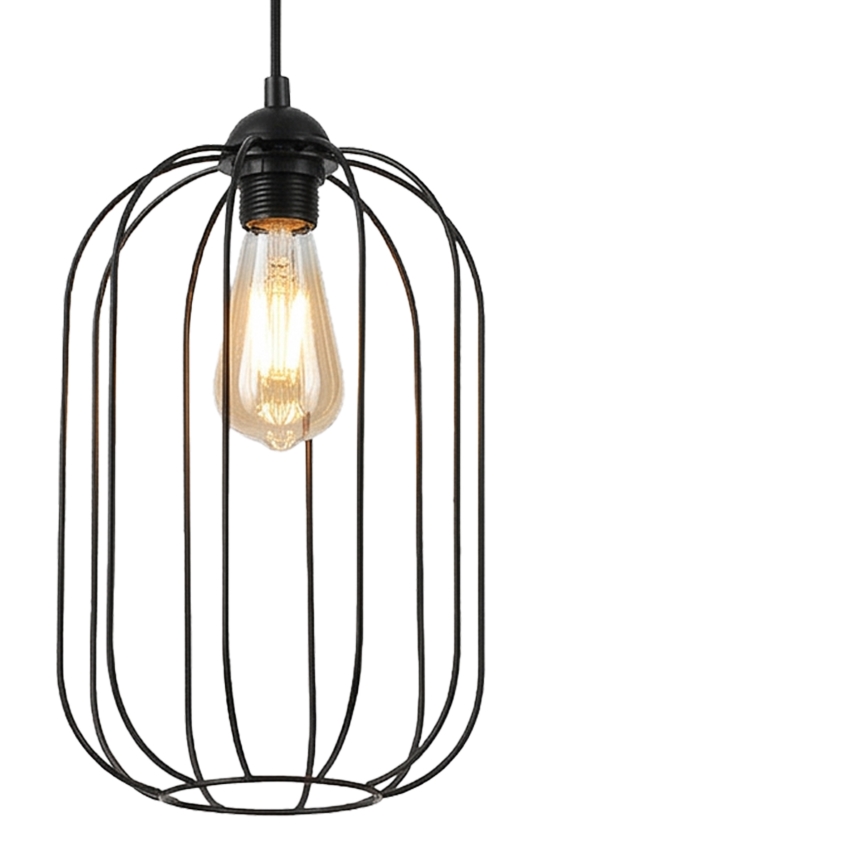 Hanglamp aan snoer DESTELLO 1xE27/15W/230V Ø 21 cm zwart