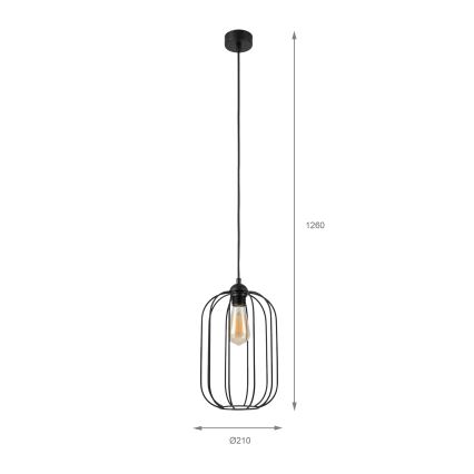 Hanglamp aan snoer DESTELLO 1xE27/15W/230V Ø 21 cm zwart
