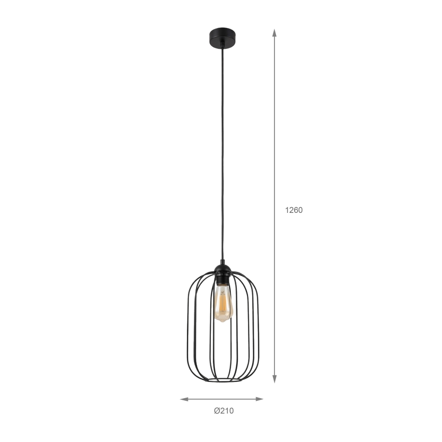 Hanglamp aan snoer DESTELLO 1xE27/15W/230V Ø 21 cm zwart