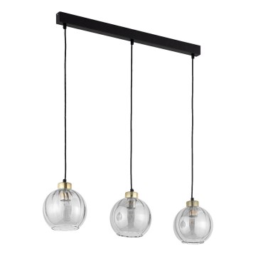 Hanglamp aan snoer DEVI 3xE27/15W/230V zwart/rookglas