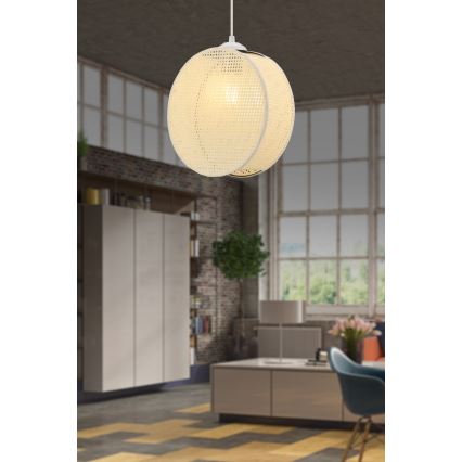 Hanglamp aan snoer DRUM 1xE27/60W/230V crème