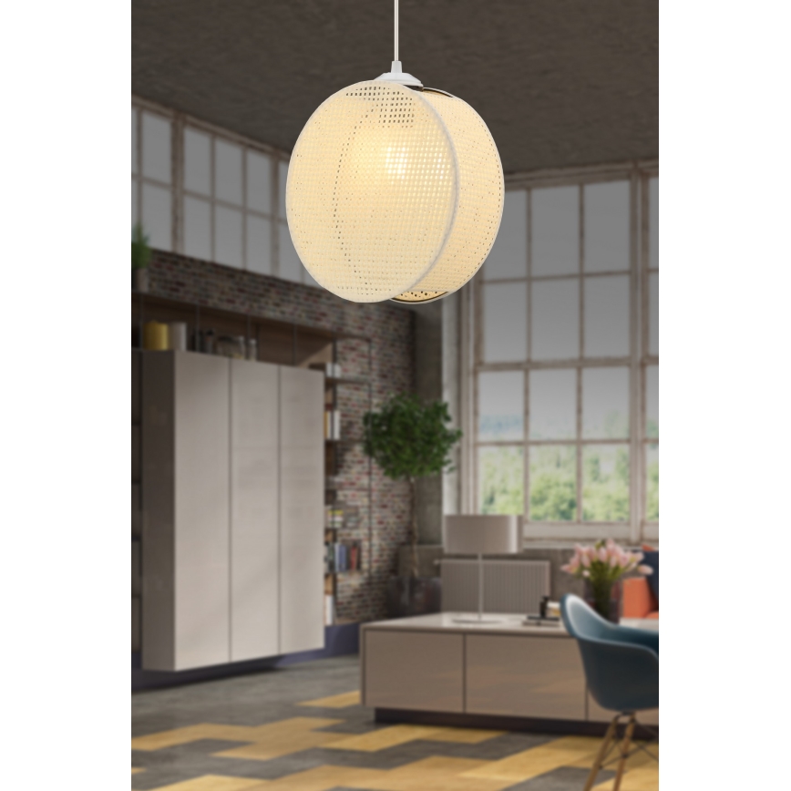 Hanglamp aan snoer DRUM 1xE27/60W/230V crème