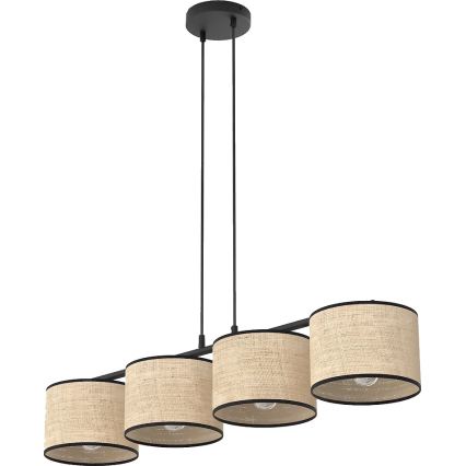 Hanglamp aan snoer ECO 4xE27/15W/230V beige/rotan
