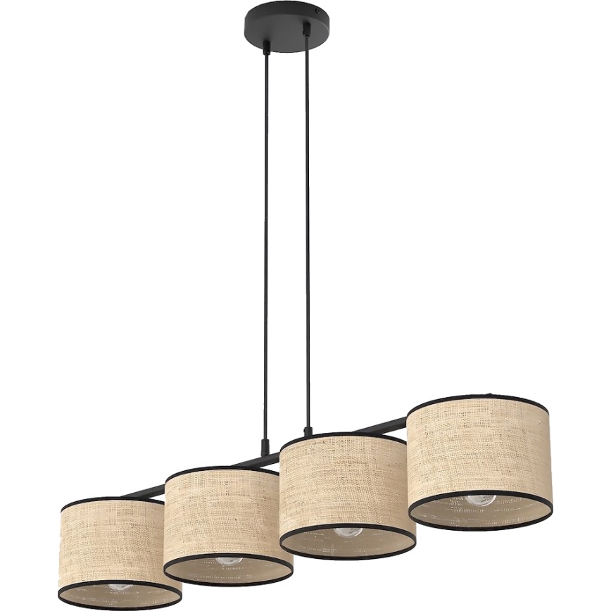 Hanglamp aan snoer ECO 4xE27/15W/230V beige/rotan