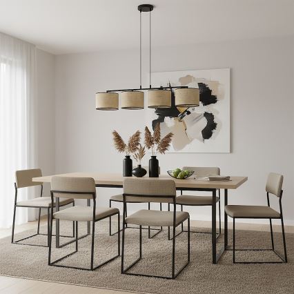Hanglamp aan snoer ECO 4xE27/15W/230V beige/rotan