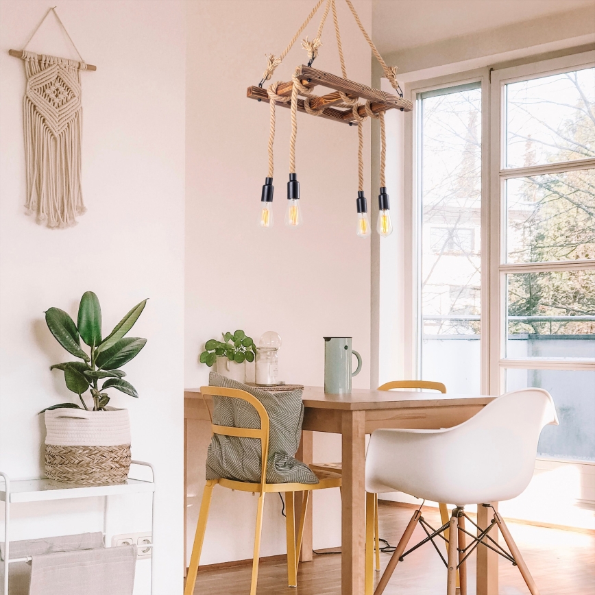 Hanglamp aan snoer EREBOS 4xE27/40W/230V bruin