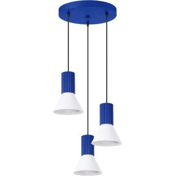Hanglamp aan snoer ESTRIA 3xE14/10W/230V Ø 30 cm blauw