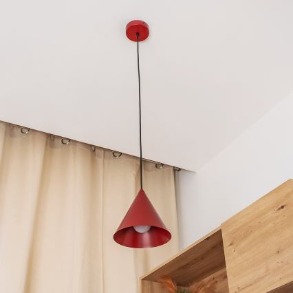 Hanglamp aan snoer ETNA II 1xE27/15W/230V, Ø 18,5 cm, rood