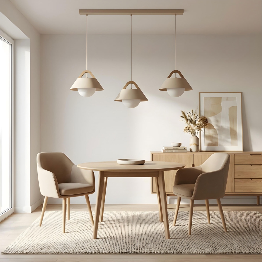 Hanglamp aan snoer FUNDA 3xE27/15W/230V beige