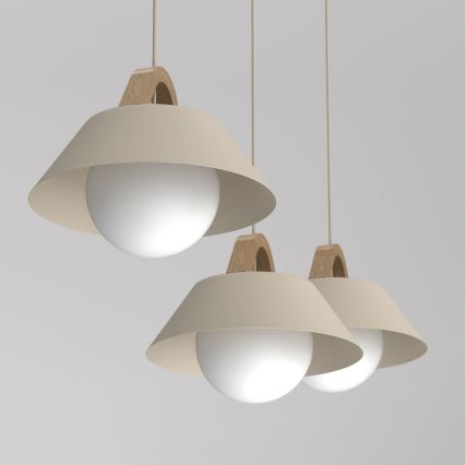 Hanglamp aan snoer FUNDA 3xE27/15W/230V beige