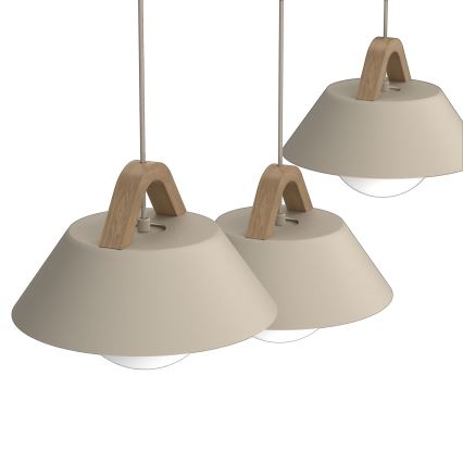 Hanglamp aan snoer FUNDA 3xE27/15W/230V beige